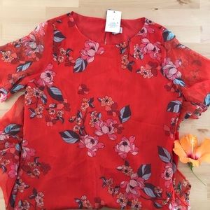 Floral red midi dress